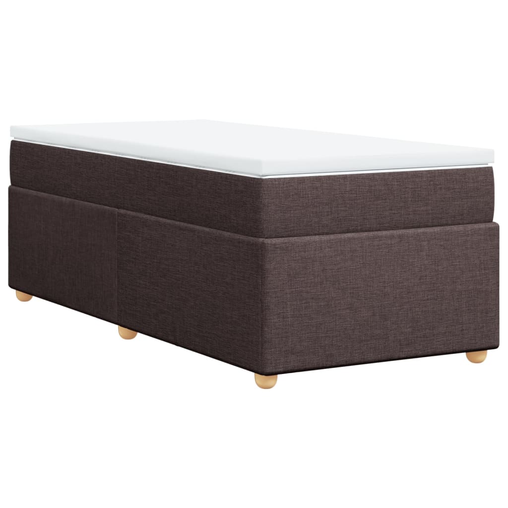vidaXL Κρεβάτι Boxspring με Στρώμα Σκούρο Καφέ 100x200 εκ. Υφασμάτινο