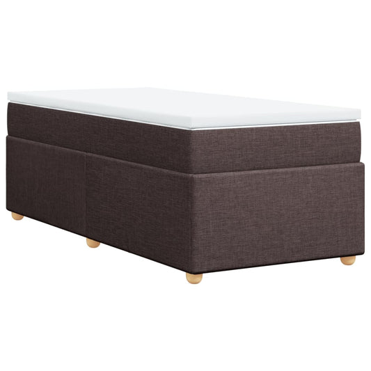 vidaXL Κρεβάτι Boxspring με Στρώμα Σκούρο Καφέ 100x200 εκ. Υφασμάτινο