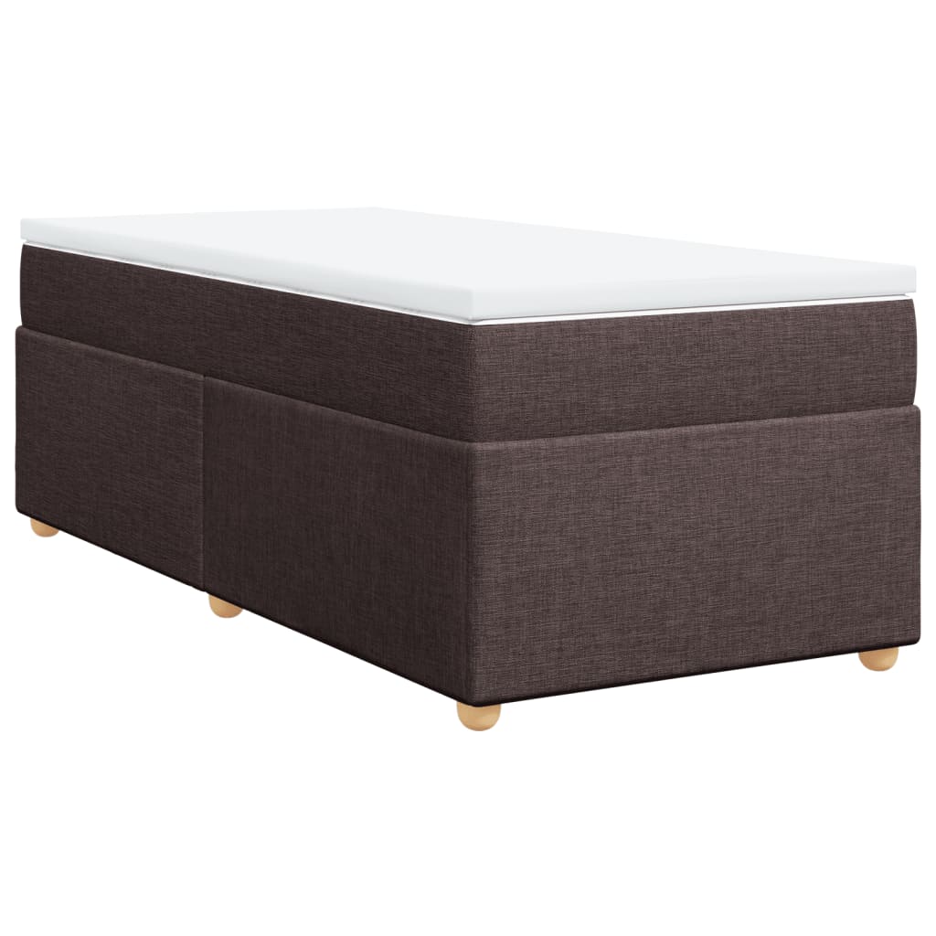 vidaXL Κρεβάτι Boxspring με Στρώμα Σκούρο Καφέ 100x200 εκ. Υφασμάτινο