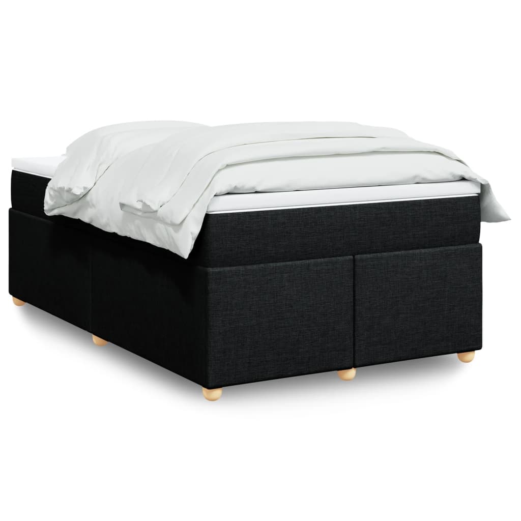 vidaXL Κρεβάτι Boxspring με Στρώμα Μαύρο 120x190 εκ. Υφασμάτινο