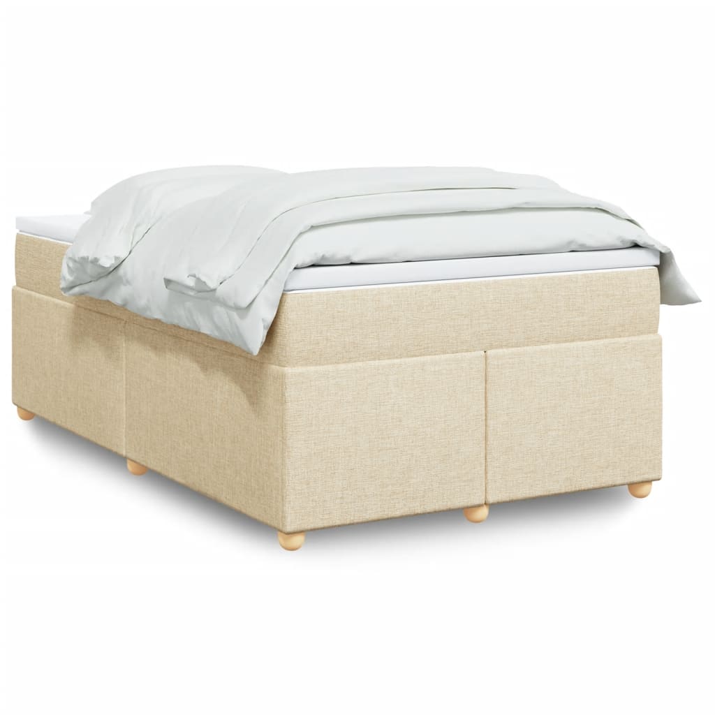 vidaXL Κρεβάτι Boxspring με Στρώμα Κρεμ 120x190 εκ. Υφασμάτινο