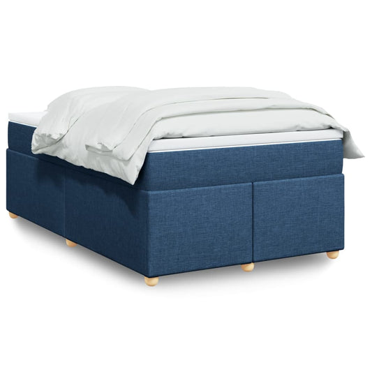 vidaXL Κρεβάτι Boxspring με Στρώμα Μπλε 120x200 εκ. Υφασμάτινο