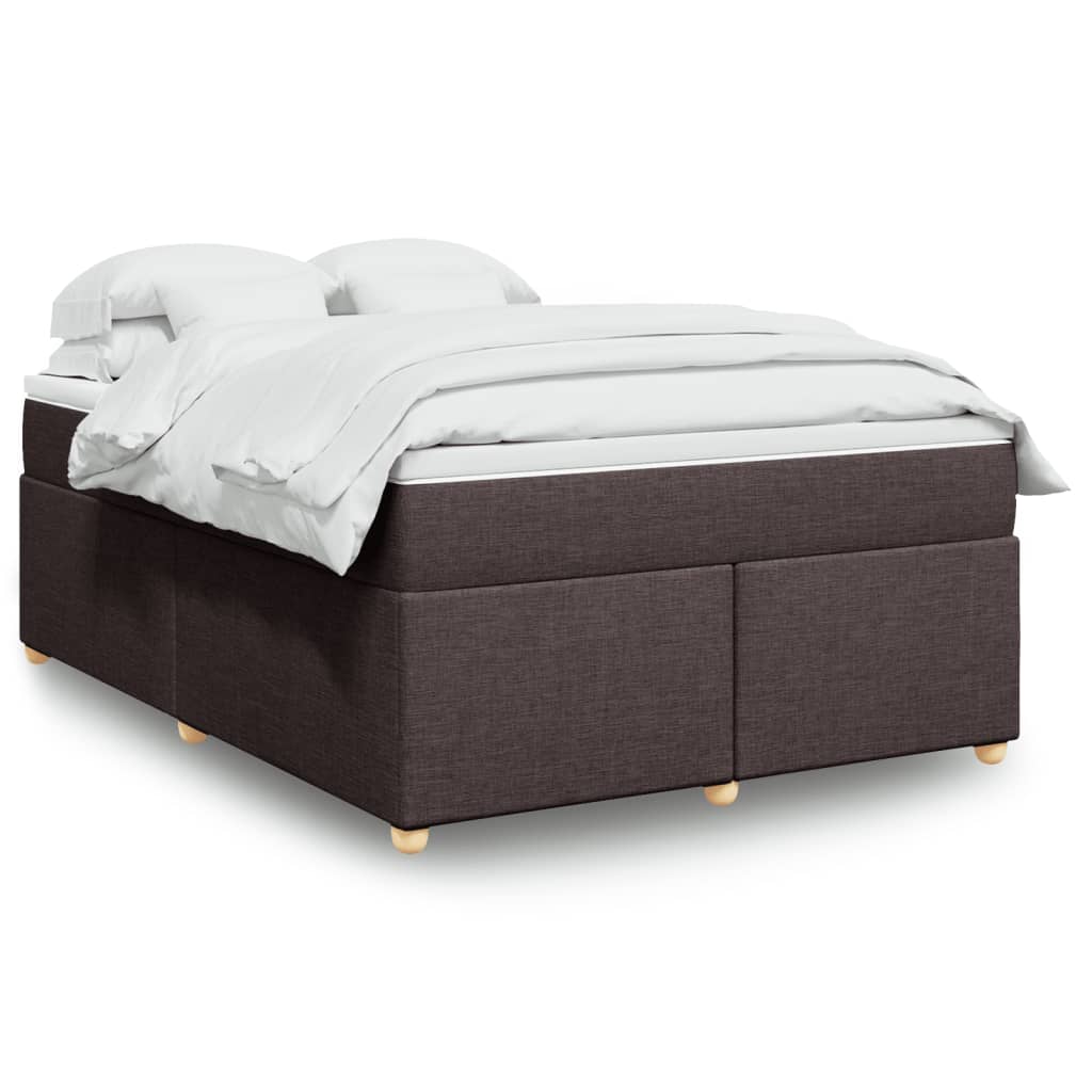 vidaXL Κρεβάτι Boxspring με Στρώμα Σκούρο Καφέ 140x190 εκ. Υφασμάτινο
