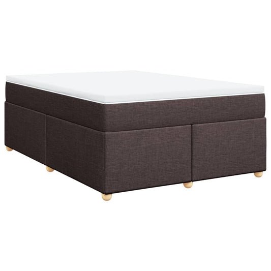 vidaXL Κρεβάτι Boxspring με Στρώμα Σκούρο Καφέ 160x200 εκ Υφασμάτινο