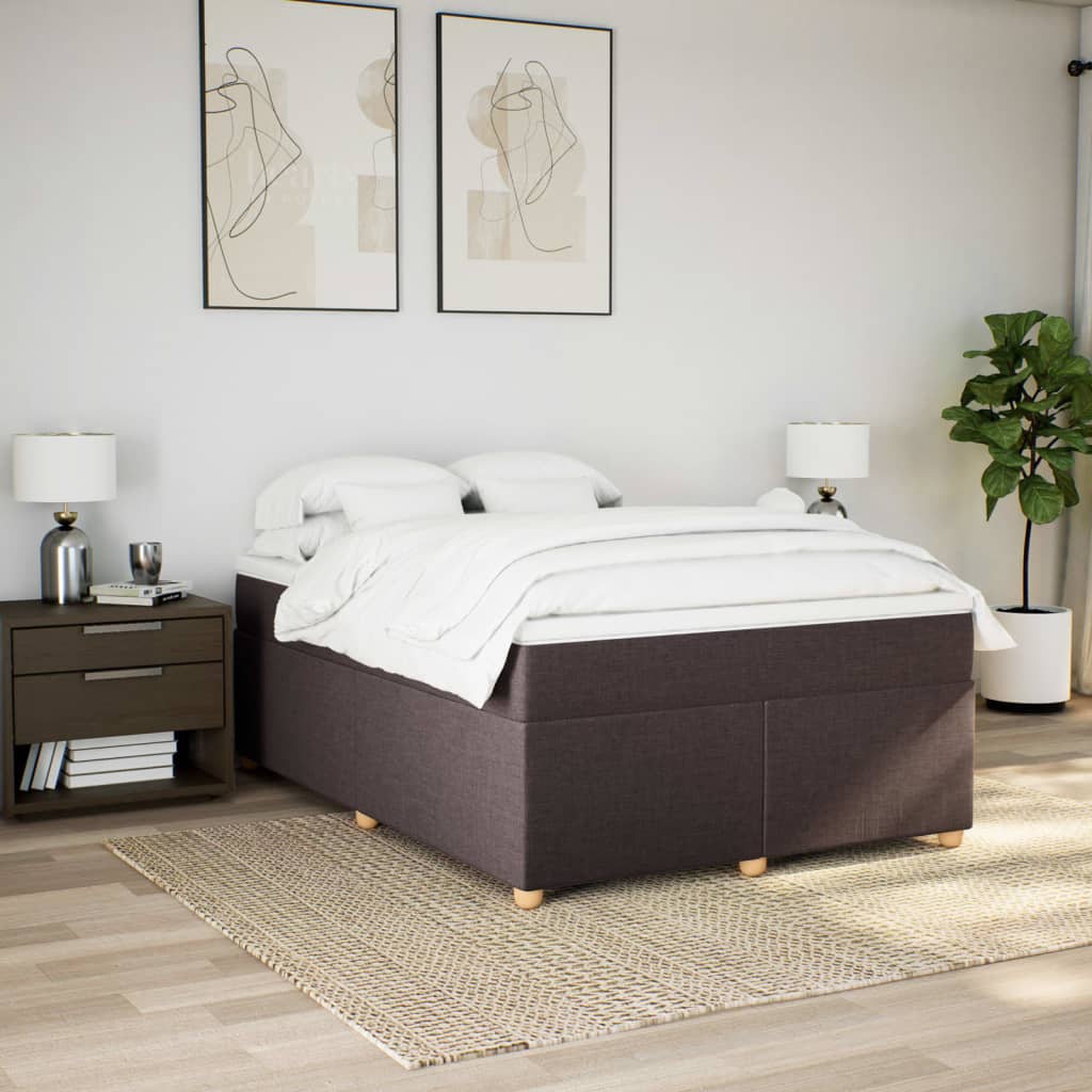 vidaXL Κρεβάτι Boxspring με Στρώμα Σκούρο Καφέ 160x200 εκ Υφασμάτινο