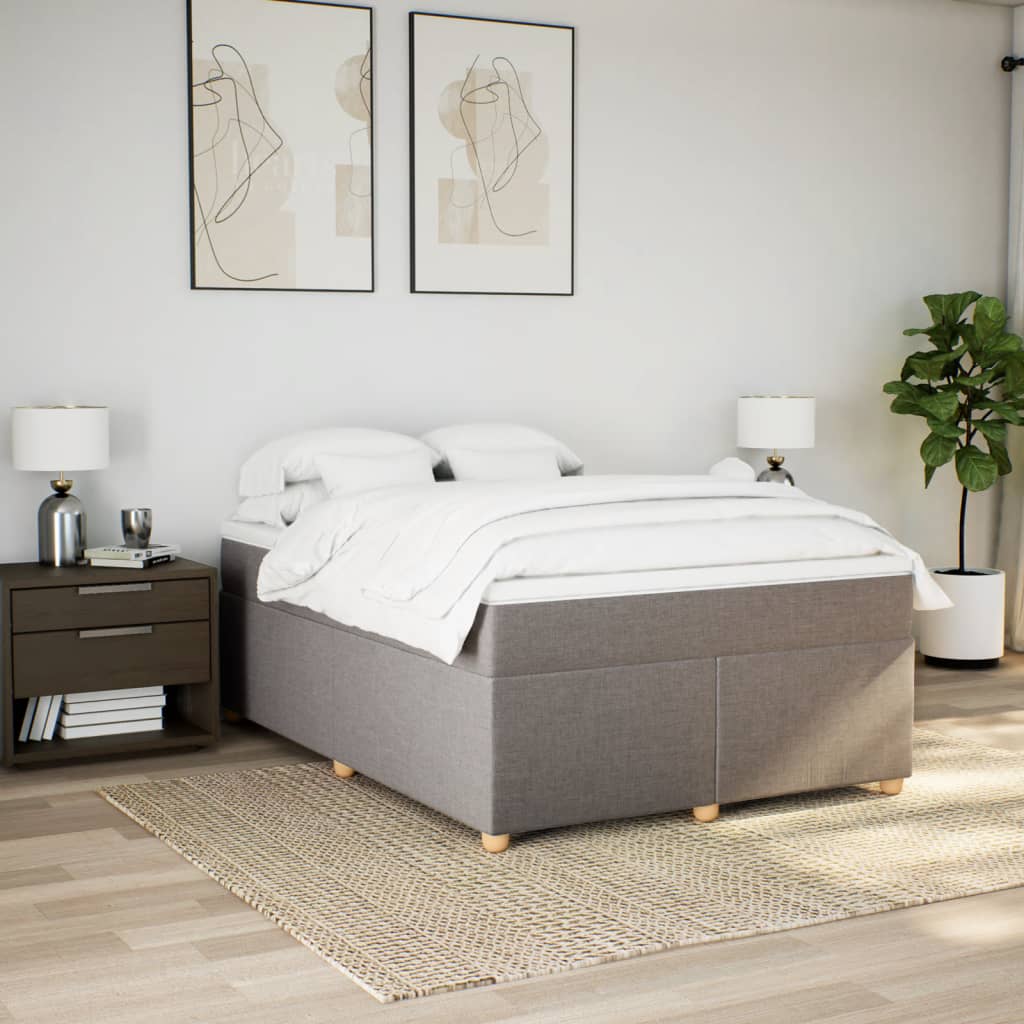 vidaXL Κρεβάτι Boxspring με Στρώμα Taupe 160x200 εκ. Υφασμάτινο