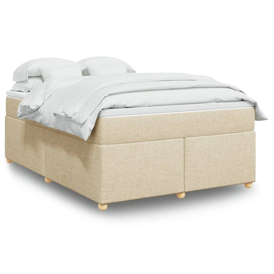 vidaXL Κρεβάτι Boxspring με Στρώμα Κρεμ 160x200 εκ. Υφασμάτινο