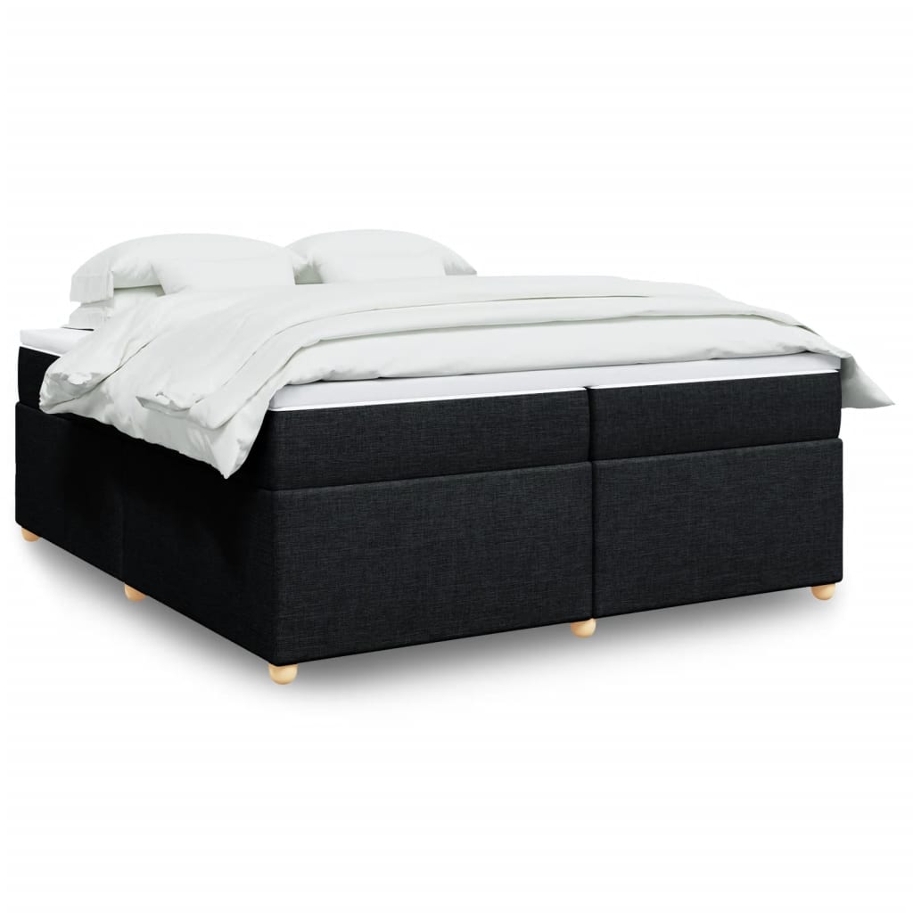 vidaXL Κρεβάτι Boxspring με Στρώμα Μαύρο 200x200 εκ. Υφασμάτινο