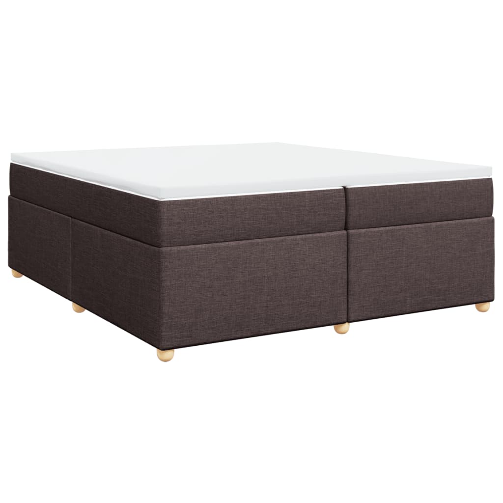 vidaXL Κρεβάτι Boxspring με Στρώμα Σκούρο Καφέ 200x200 εκ. Υφασμάτινο