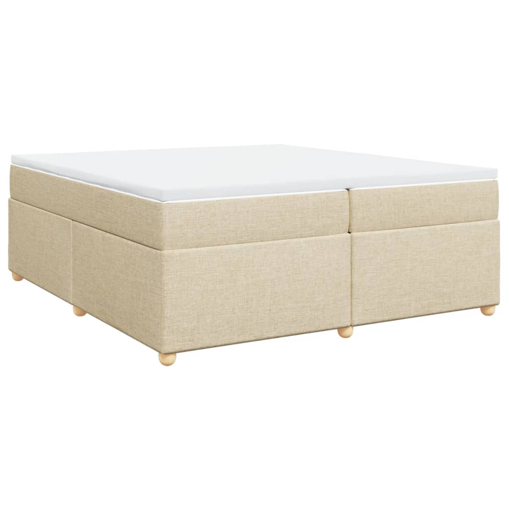 vidaXL Κρεβάτι Boxspring με Στρώμα Κρεμ 200x200 εκ. Υφασμάτινο