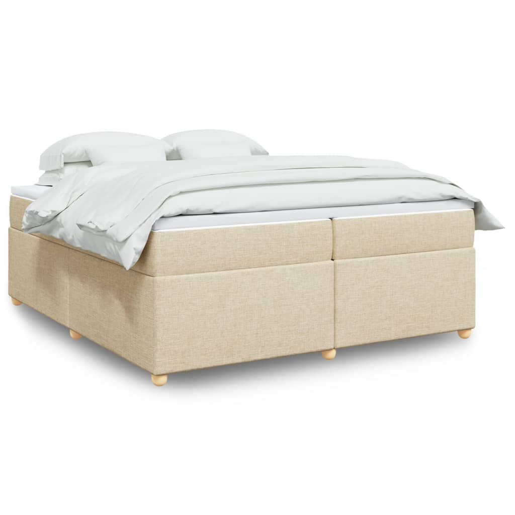 vidaXL Κρεβάτι Boxspring με Στρώμα Κρεμ 200x200 εκ. Υφασμάτινο