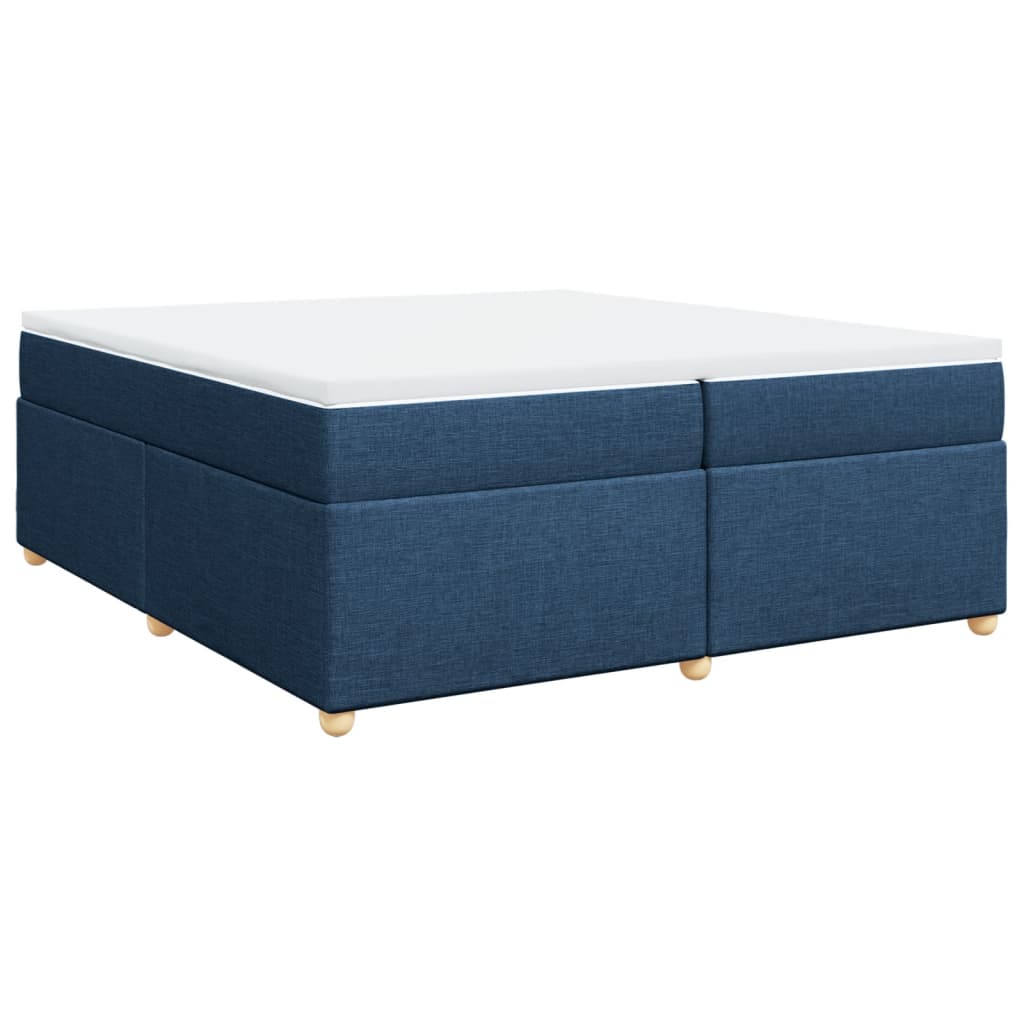 vidaXL Κρεβάτι Boxspring με Στρώμα Μπλε 200x200 εκ. Υφασμάτινο