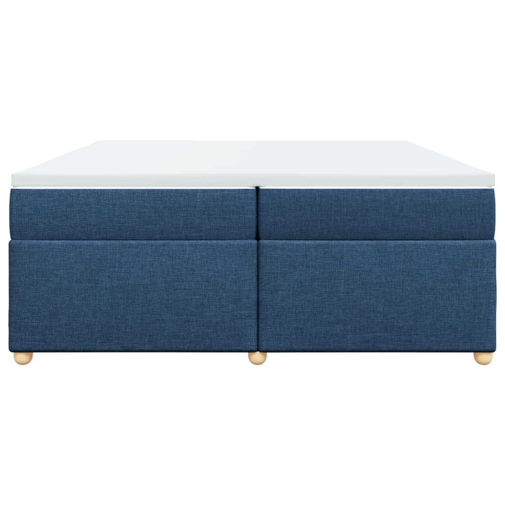 vidaXL Κρεβάτι Boxspring με Στρώμα Μπλε 200x200 εκ. Υφασμάτινο