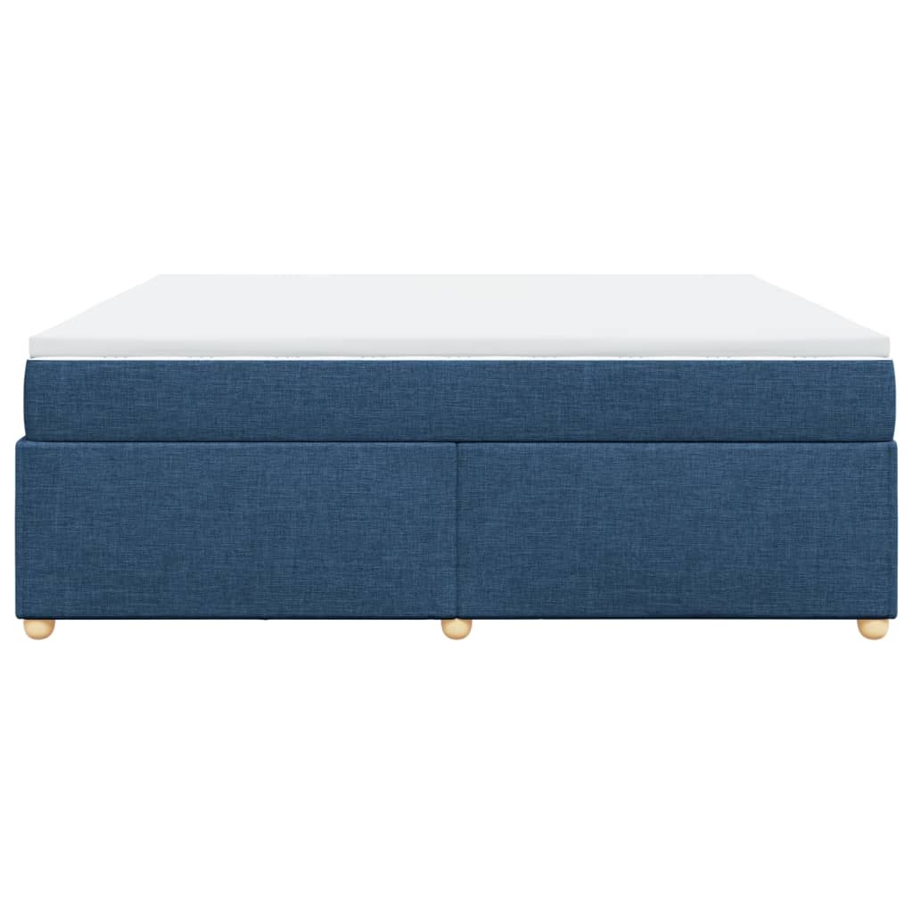 vidaXL Κρεβάτι Boxspring με Στρώμα Μπλε 200x200 εκ. Υφασμάτινο