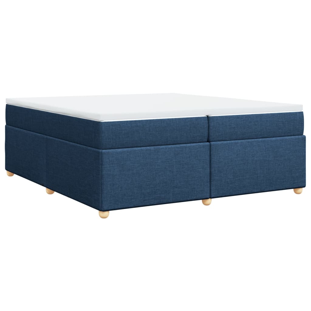 vidaXL Κρεβάτι Boxspring με Στρώμα Μπλε 200x200 εκ. Υφασμάτινο