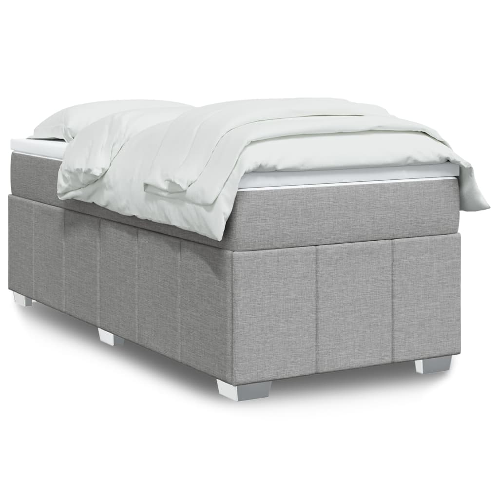 vidaXL Κρεβάτι Boxspring με Στρώμα Ανοιχτό Γκρι 90x190 εκ. Υφασμάτινο