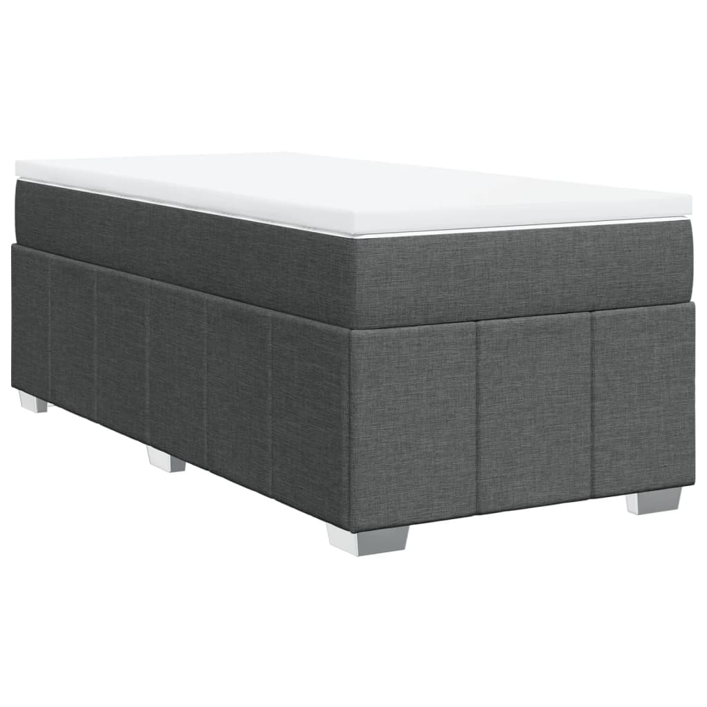 vidaXL Κρεβάτι Boxspring με Στρώμα Σκούρο Γκρι 90x190 εκ. Υφασμάτινο