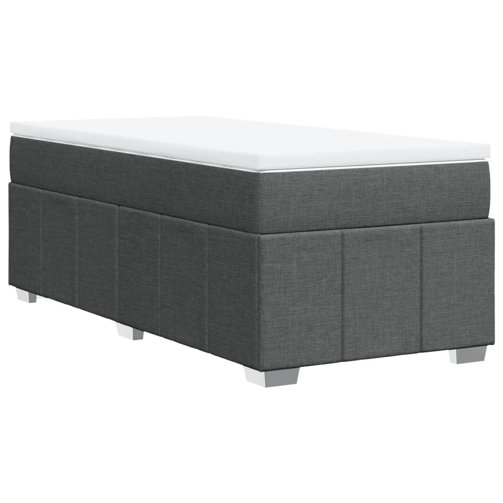 vidaXL Κρεβάτι Boxspring με Στρώμα Σκούρο Γκρι 90x190 εκ. Υφασμάτινο