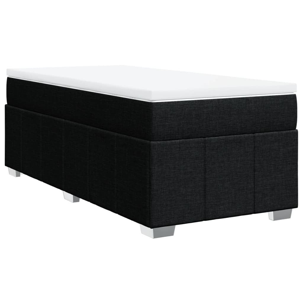 vidaXL Κρεβάτι Boxspring με Στρώμα Μαύρο 90x190 εκ.Υφασμάτινο