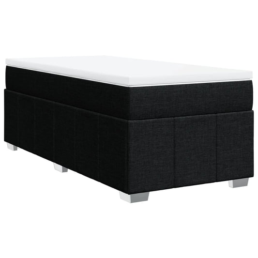 vidaXL Κρεβάτι Boxspring με Στρώμα Μαύρο 90x190 εκ.Υφασμάτινο