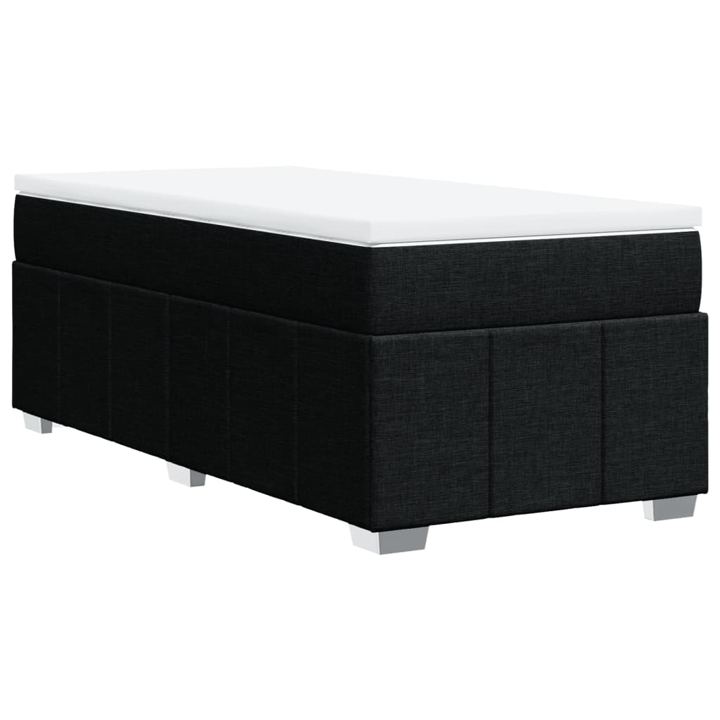 vidaXL Κρεβάτι Boxspring με Στρώμα Μαύρο 90x190 εκ.Υφασμάτινο