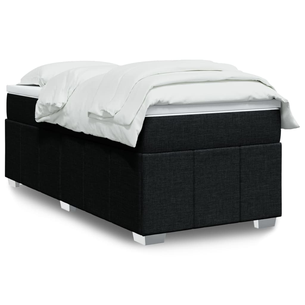 vidaXL Κρεβάτι Boxspring με Στρώμα Μαύρο 90x190 εκ.Υφασμάτινο