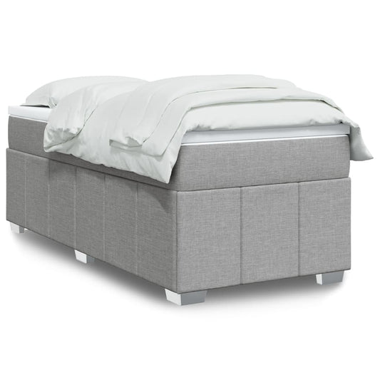 vidaXL Κρεβάτι Boxspring με Στρώμα Ανοιχτό Γκρι 90x200 εκ. Υφασμάτινο