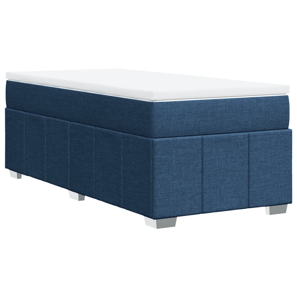 vidaXL Κρεβάτι Boxspring με Στρώμα Μπλε 90x200 εκ.Υφασμάτινο