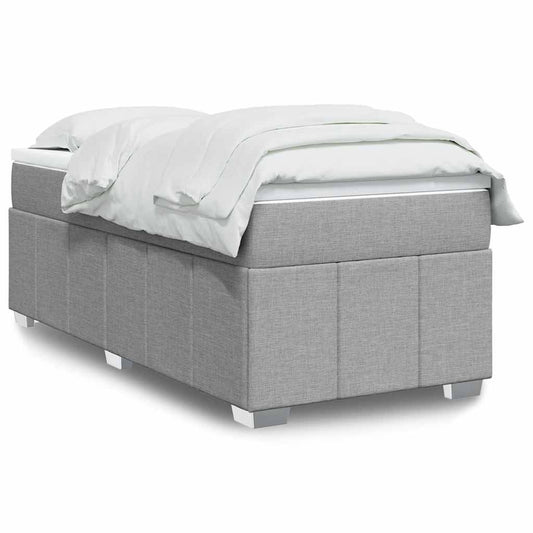 vidaXL Κρεβάτι Boxspring με Στρώμα Ανοιχτό Γκρι 100x200 εκ. Υφασμάτινο