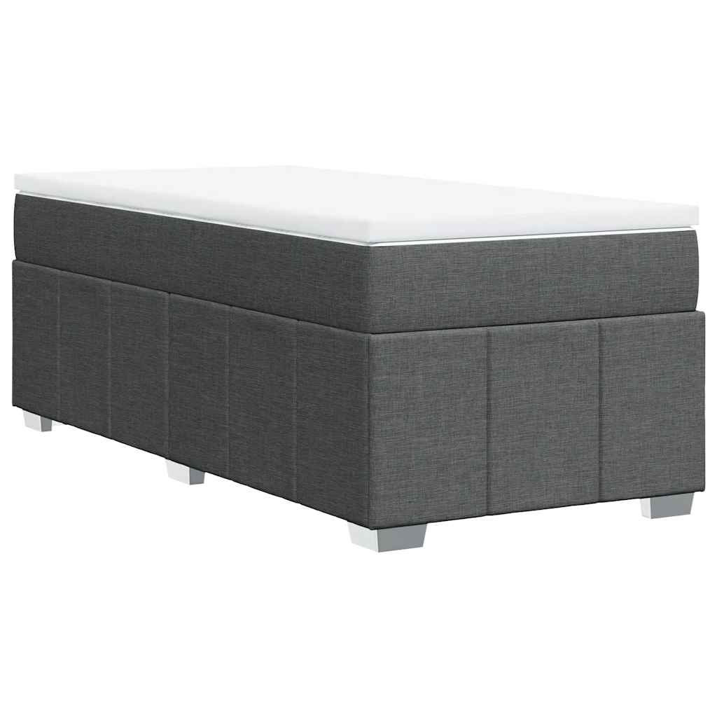 vidaXL Κρεβάτι Boxspring με Στρώμα Σκούρο Γκρι 100x200 εκ. Υφασμάτινο