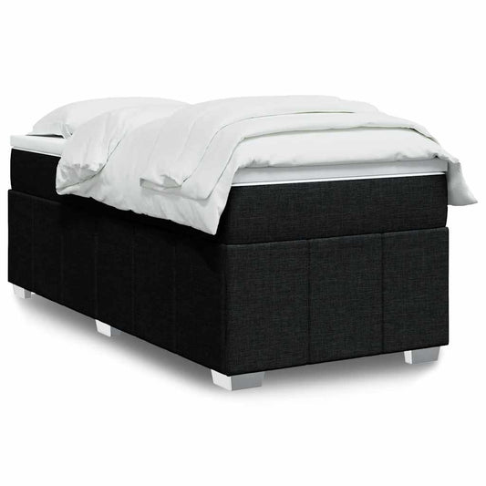 vidaXL Κρεβάτι Boxspring με Στρώμα Μαύρο 100 x 200 εκ. Υφασμάτινο