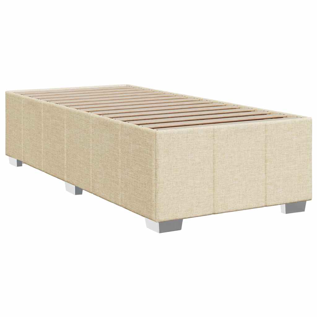 vidaXL Κρεβάτι Boxspring με Στρώμα Κρεμ 100 x 200 εκ. Υφασμάτινο