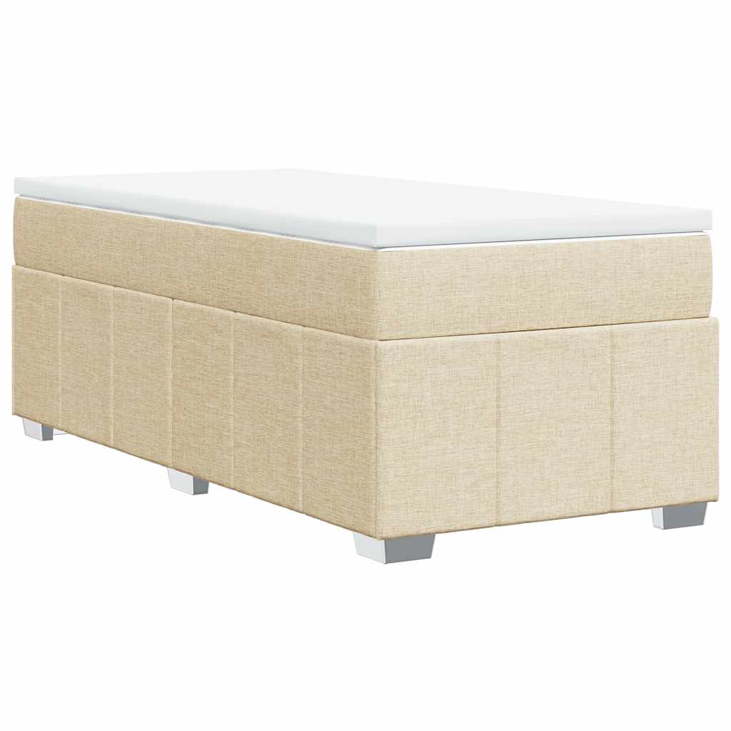 vidaXL Κρεβάτι Boxspring με Στρώμα Κρεμ 100 x 200 εκ. Υφασμάτινο