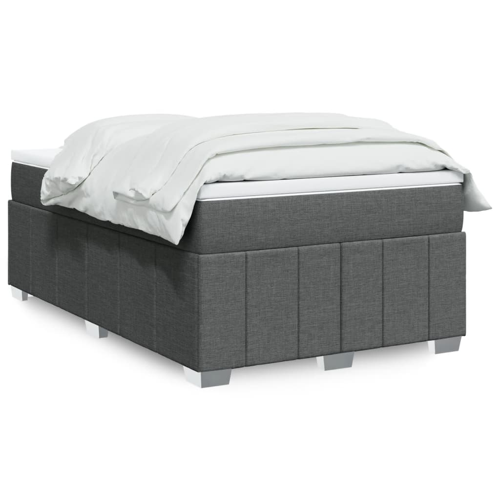 vidaXL Κρεβάτι Boxspring με Στρώμα Σκούρο Γκρι 120x200 εκ. Υφασμάτινο