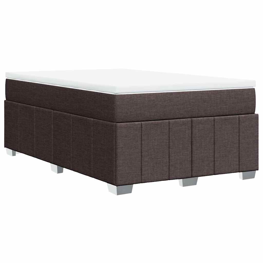 vidaXL Κρεβάτι Boxspring με Στρώμα Σκούρο Καφέ 120x200 εκ. Υφασμάτινο