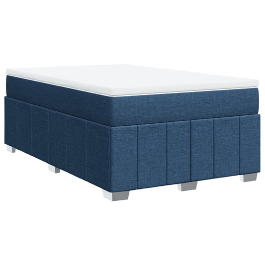 vidaXL Κρεβάτι Boxspring με Στρώμα Μπλε 120x200 εκ. Υφασμάτινο
