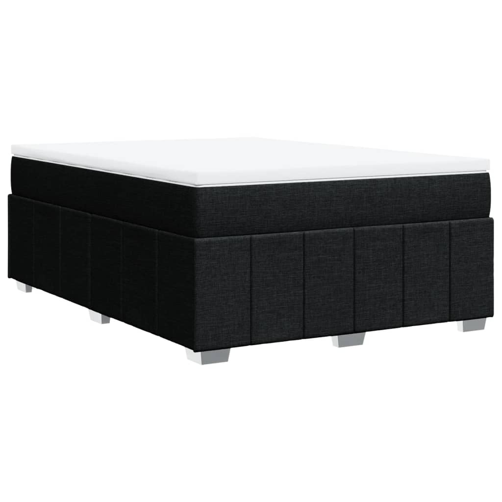 vidaXL Κρεβάτι Boxspring με Στρώμα Μαύρο 140x190 εκ. Υφασμάτινο