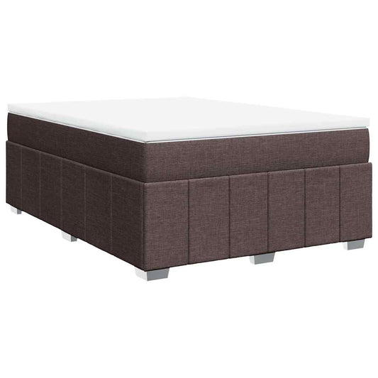 vidaXL Κρεβάτι Boxspring με Στρώμα Σκούρο Καφέ 140x190 εκ. Υφασμάτινο