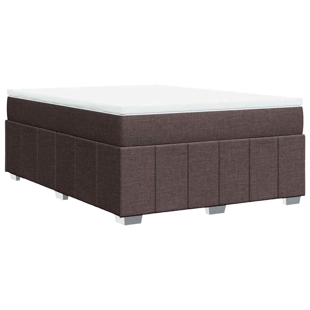 vidaXL Κρεβάτι Boxspring με Στρώμα Σκούρο Καφέ 140x190 εκ. Υφασμάτινο