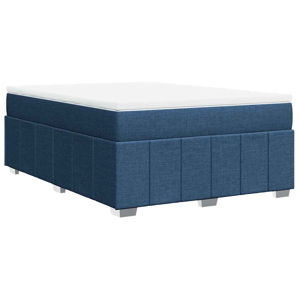 vidaXL Κρεβάτι Boxspring με Στρώμα Μπλε 140x190 εκ. Υφασμάτινο