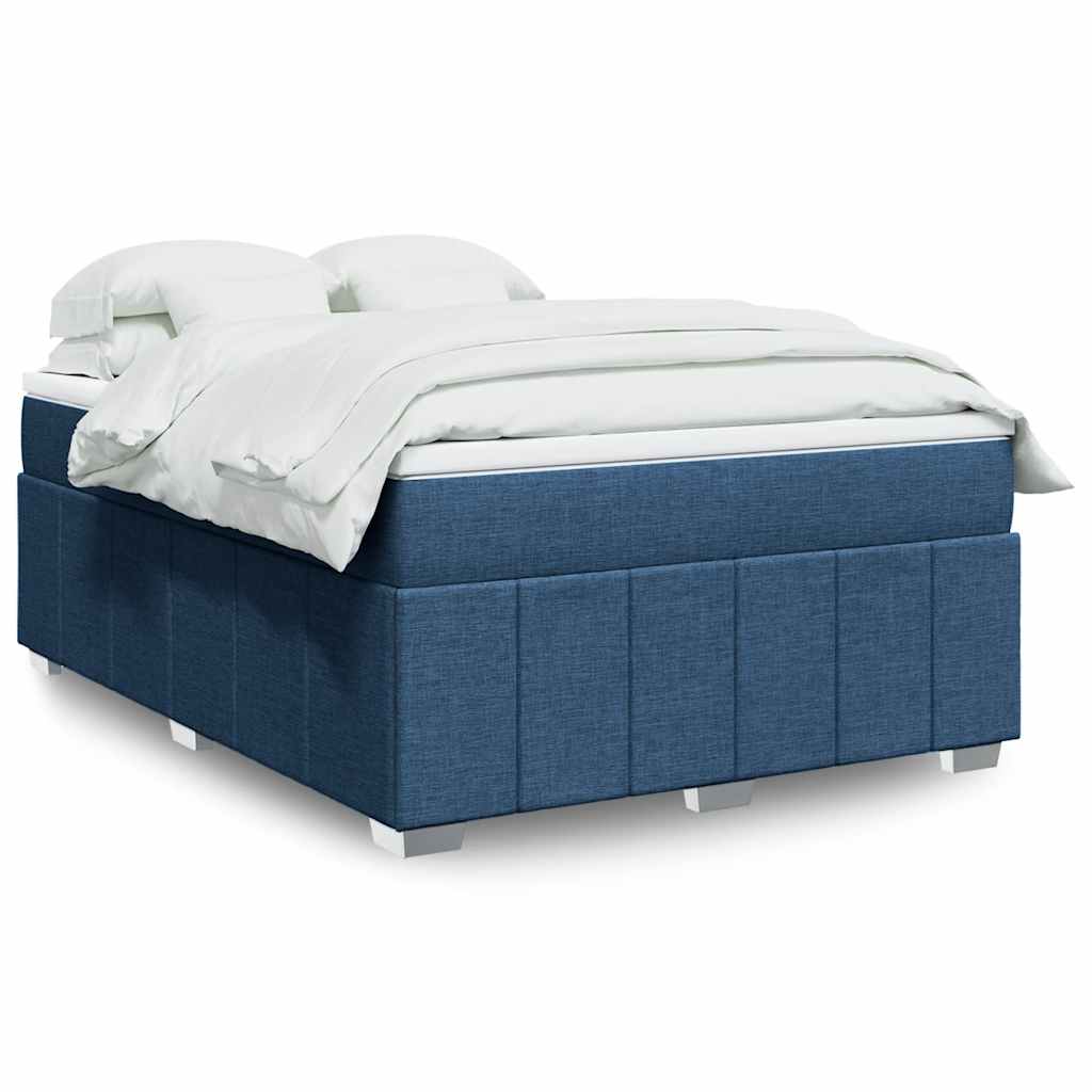 vidaXL Κρεβάτι Boxspring με Στρώμα Μπλε 140x190 εκ. Υφασμάτινο