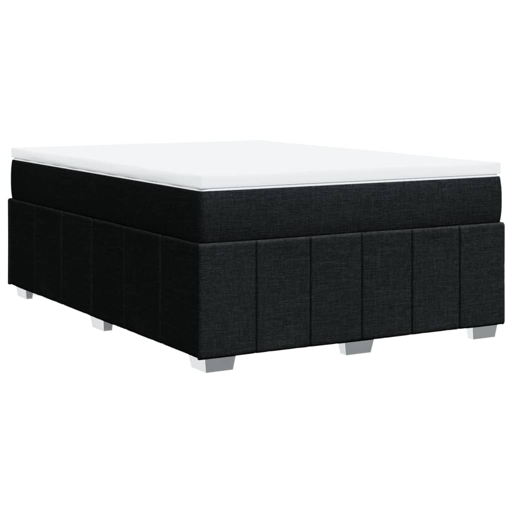 vidaXL Κρεβάτι Boxspring με Στρώμα Μαύρο 140x200 εκ. Υφασμάτινο