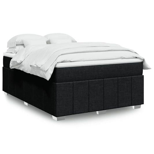 vidaXL Κρεβάτι Boxspring με Στρώμα Μαύρο 140x200 εκ. Υφασμάτινο