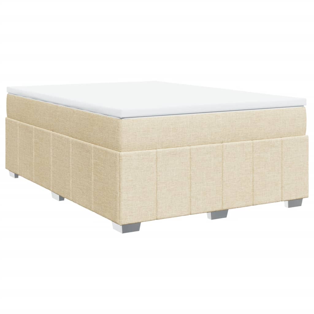 vidaXL Κρεβάτι Boxspring με Στρώμα Κρεμ 140x200 εκ. Υφασμάτινο
