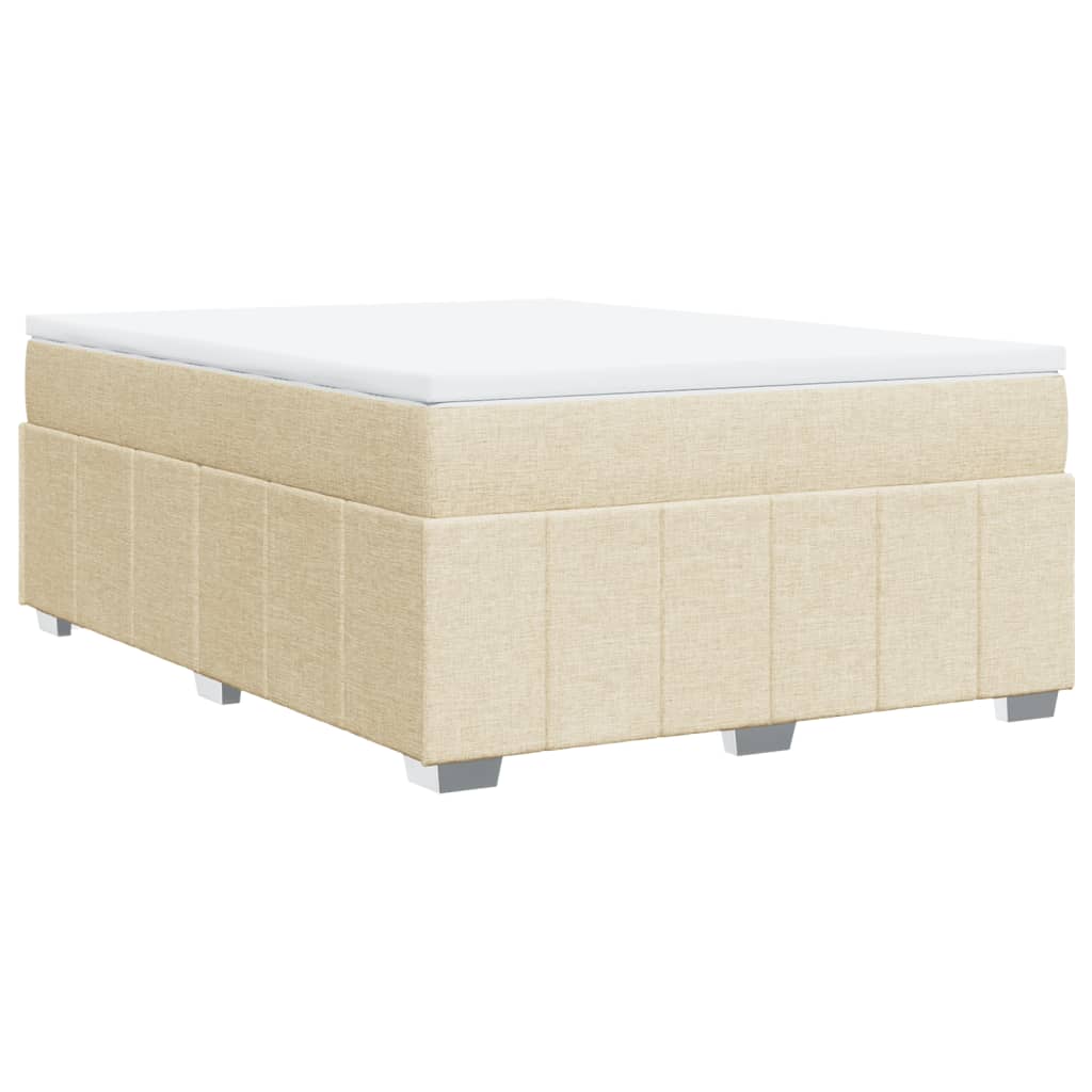 vidaXL Κρεβάτι Boxspring με Στρώμα Κρεμ 140x200 εκ. Υφασμάτινο