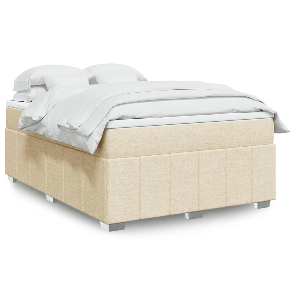 vidaXL Κρεβάτι Boxspring με Στρώμα Κρεμ 140x200 εκ. Υφασμάτινο