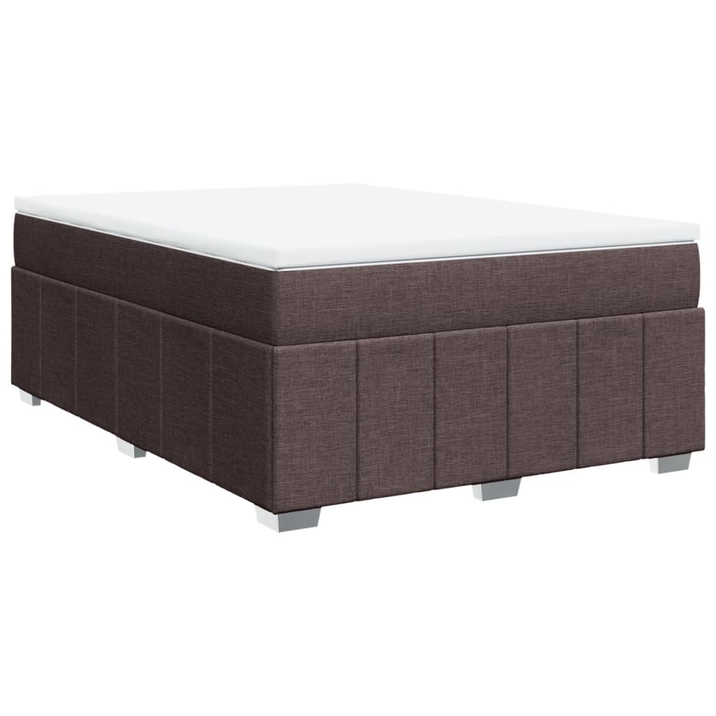 vidaXL Κρεβάτι Boxspring με Στρώμα Σκούρο Καφέ 160x200 εκ Υφασμάτινο
