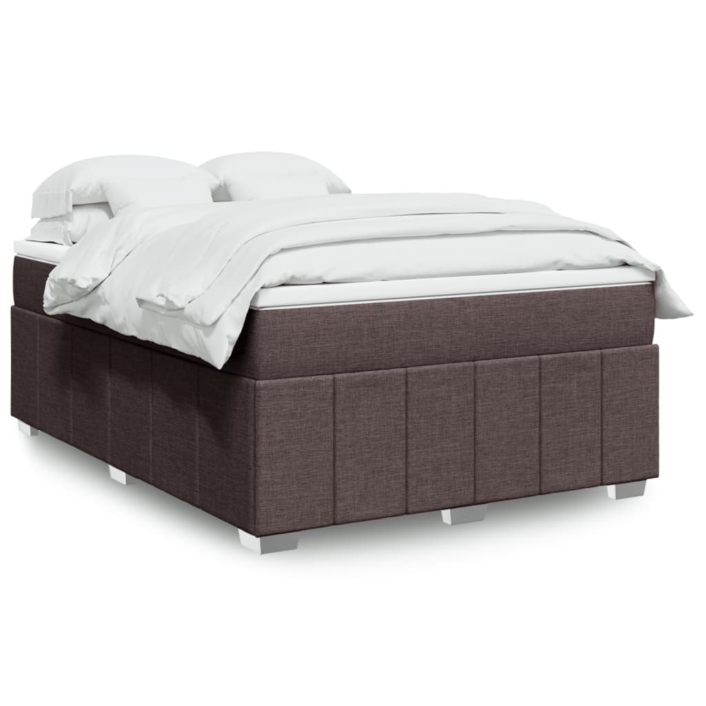 vidaXL Κρεβάτι Boxspring με Στρώμα Σκούρο Καφέ 160x200 εκ Υφασμάτινο