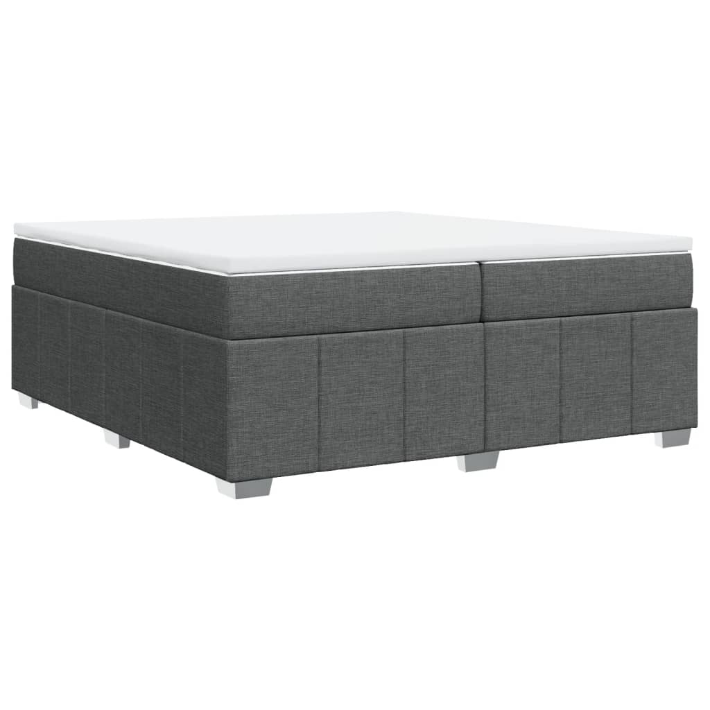 vidaXL Κρεβάτι Boxspring με Στρώμα Σκούρο Γκρι 200x200 εκ. Υφασμάτινο