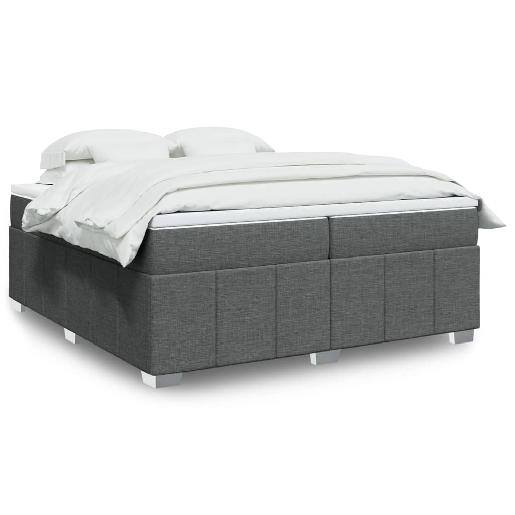 vidaXL Κρεβάτι Boxspring με Στρώμα Σκούρο Γκρι 200x200 εκ. Υφασμάτινο